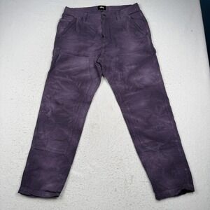 Stussy Pants Mens 32x30 Purple Cotton Seersucker Carpenter Authentic Workgear